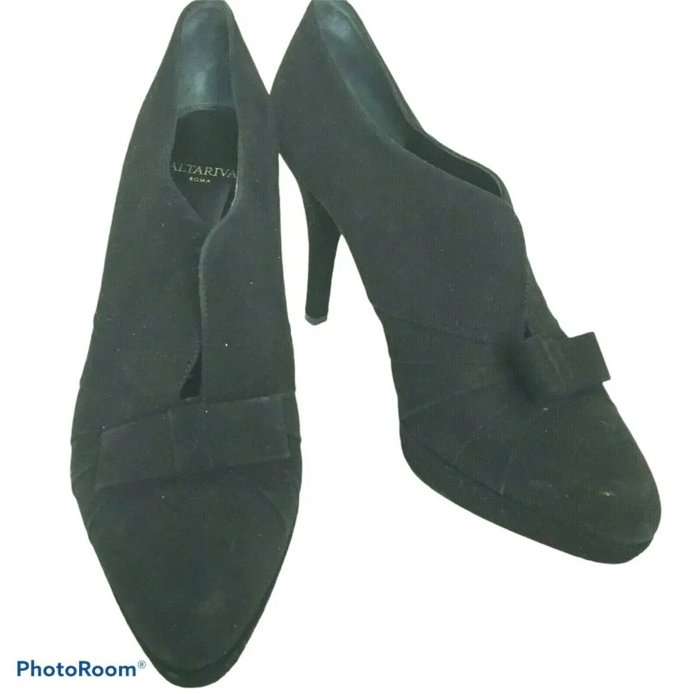 ALTARIVA Roma Women's Pointed Heels‎ Vero Cuoio Sandal Black Closed Toe Size 40
